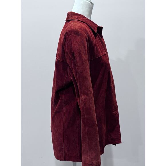 SUEDE CLO Women’s Genuine Suede Leather Jacket Rust Orange Button Front Size 8 - Picture 4 of 8
